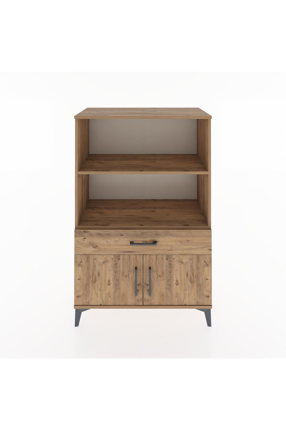 Hyperion Dolap 2 Raflı Tek Çekmeceli 2 Kapaklı 88x44x134 Çam-Çam