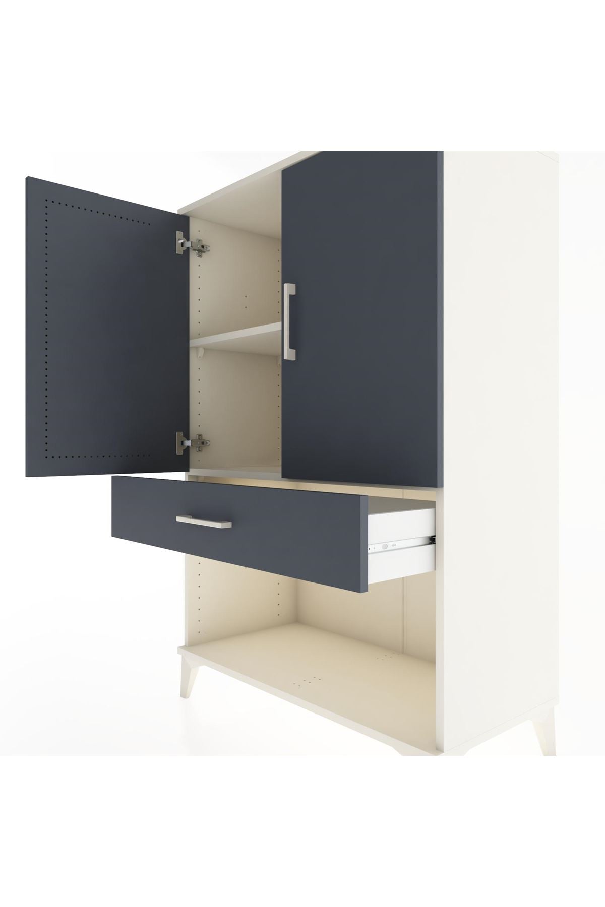 Hyperion Dolap 2 Raflı Tek Çekmeceli 2 Kapaklı 88x44x134 Aytaşı-Antrasit