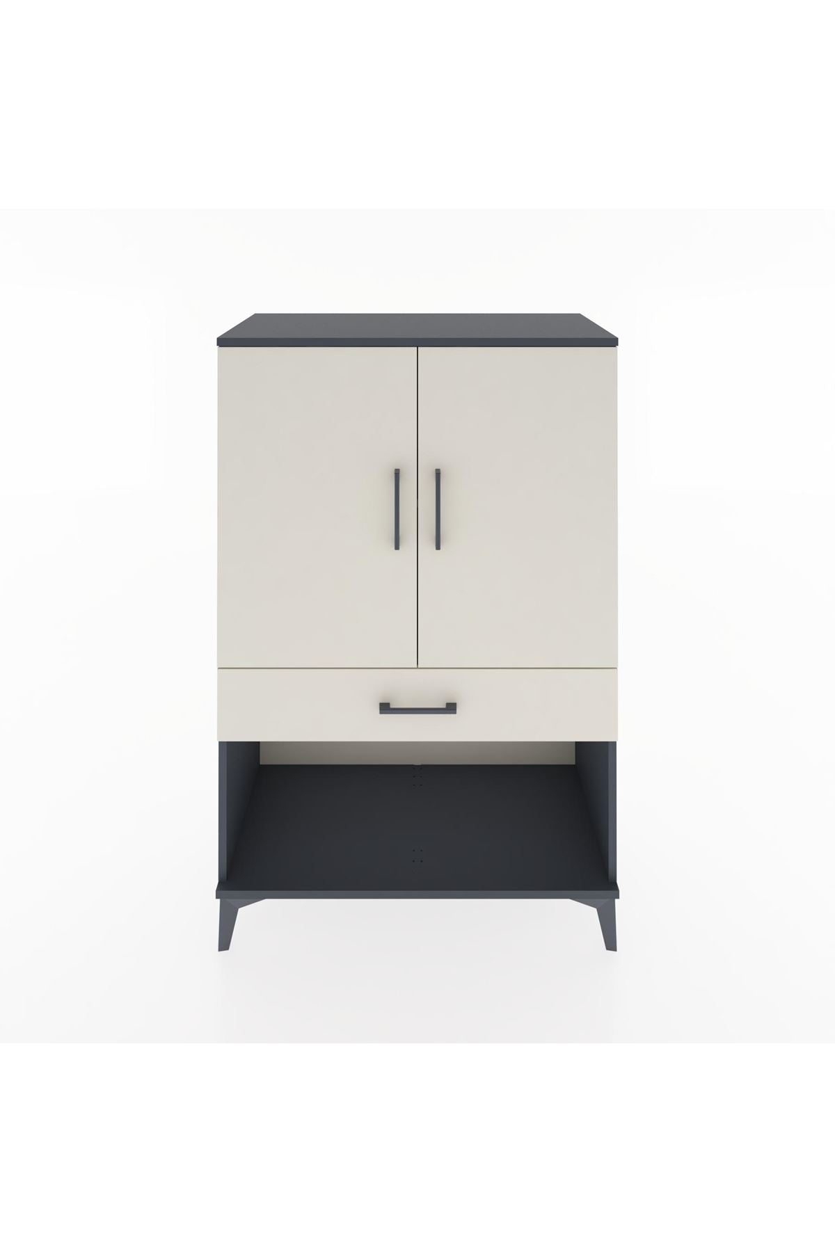 Hyperion Dolap 2 Raflı Tek Çekmeceli 2 Kapaklı 88x44x134 Antrasit-Aytaşı