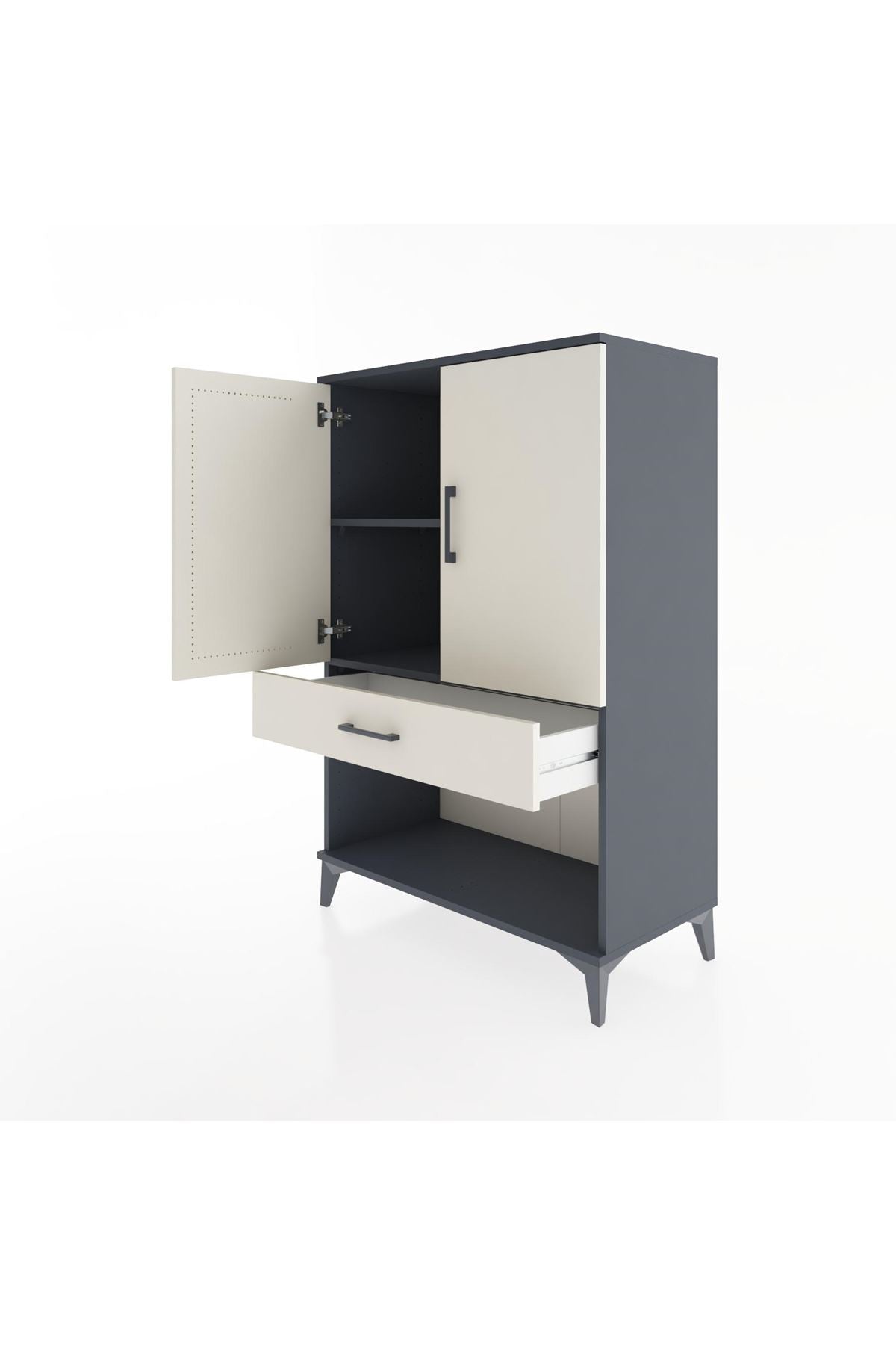 Hyperion Dolap 2 Raflı Tek Çekmeceli 2 Kapaklı 88x44x134 Antrasit-Aytaşı