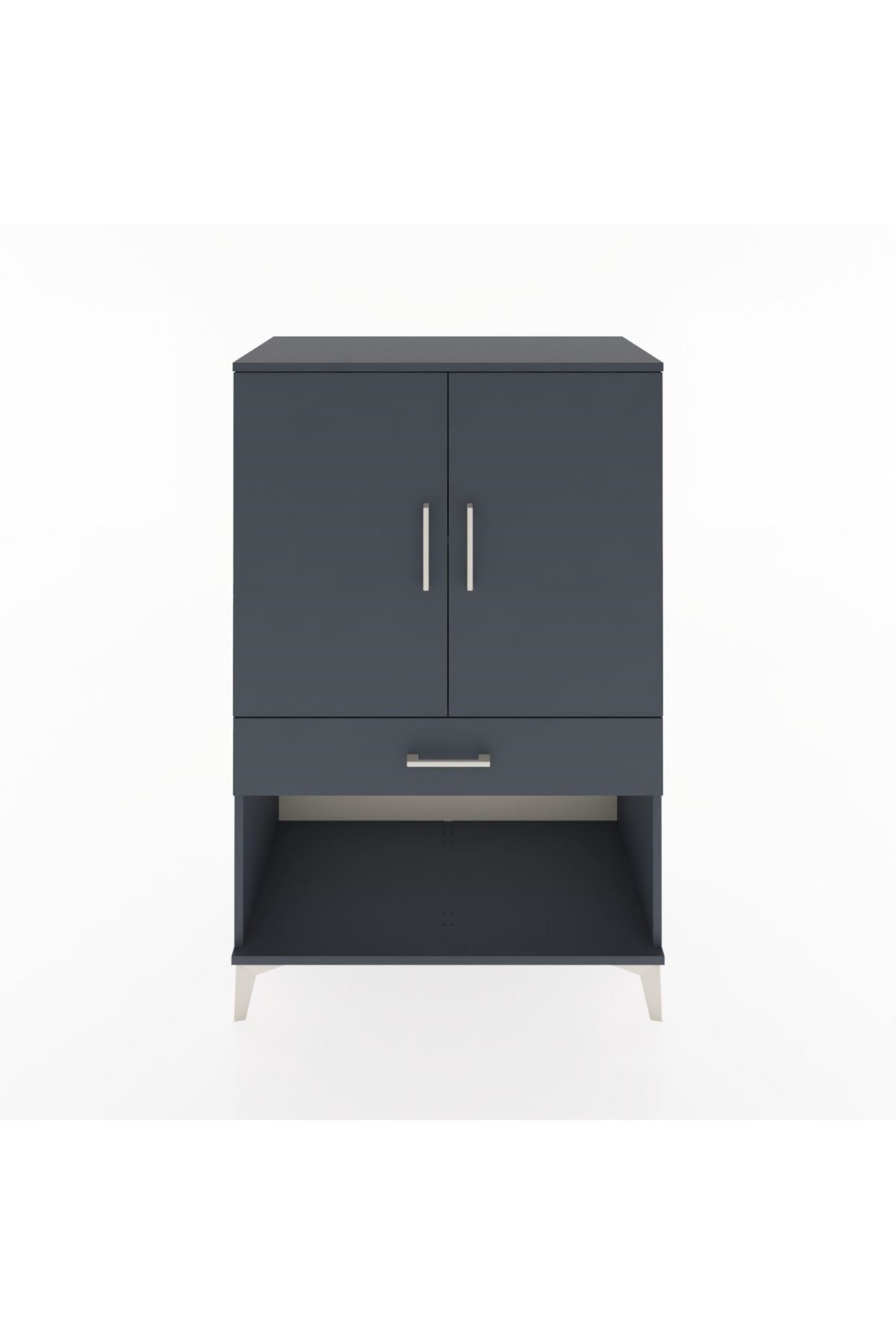 Hyperion Dolap 2 Raflı Tek Çekmeceli 2 Kapaklı 88x44x134 Antrasit-Antrasit