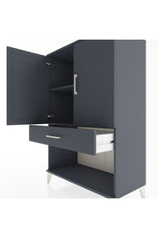 Hyperion Dolap 2 Raflı Tek Çekmeceli 2 Kapaklı 88x44x134 Antrasit-Antrasit