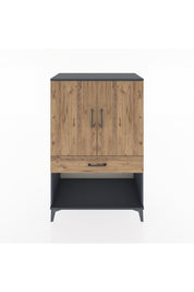 Hyperion Dolap 2 Raflı Tek Çekmeceli 2 Kapaklı 88x44x134 Antrasit-Çam