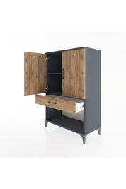 Hyperion Dolap 2 Raflı Tek Çekmeceli 2 Kapaklı 88x44x134 Antrasit-Çam
