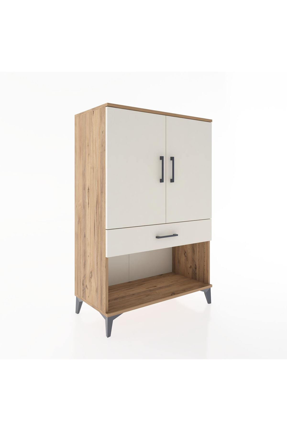 Hyperion Dolap 2 Raflı Tek Çekmeceli 2 Kapaklı 88x44x134 Çam-Aytaşı