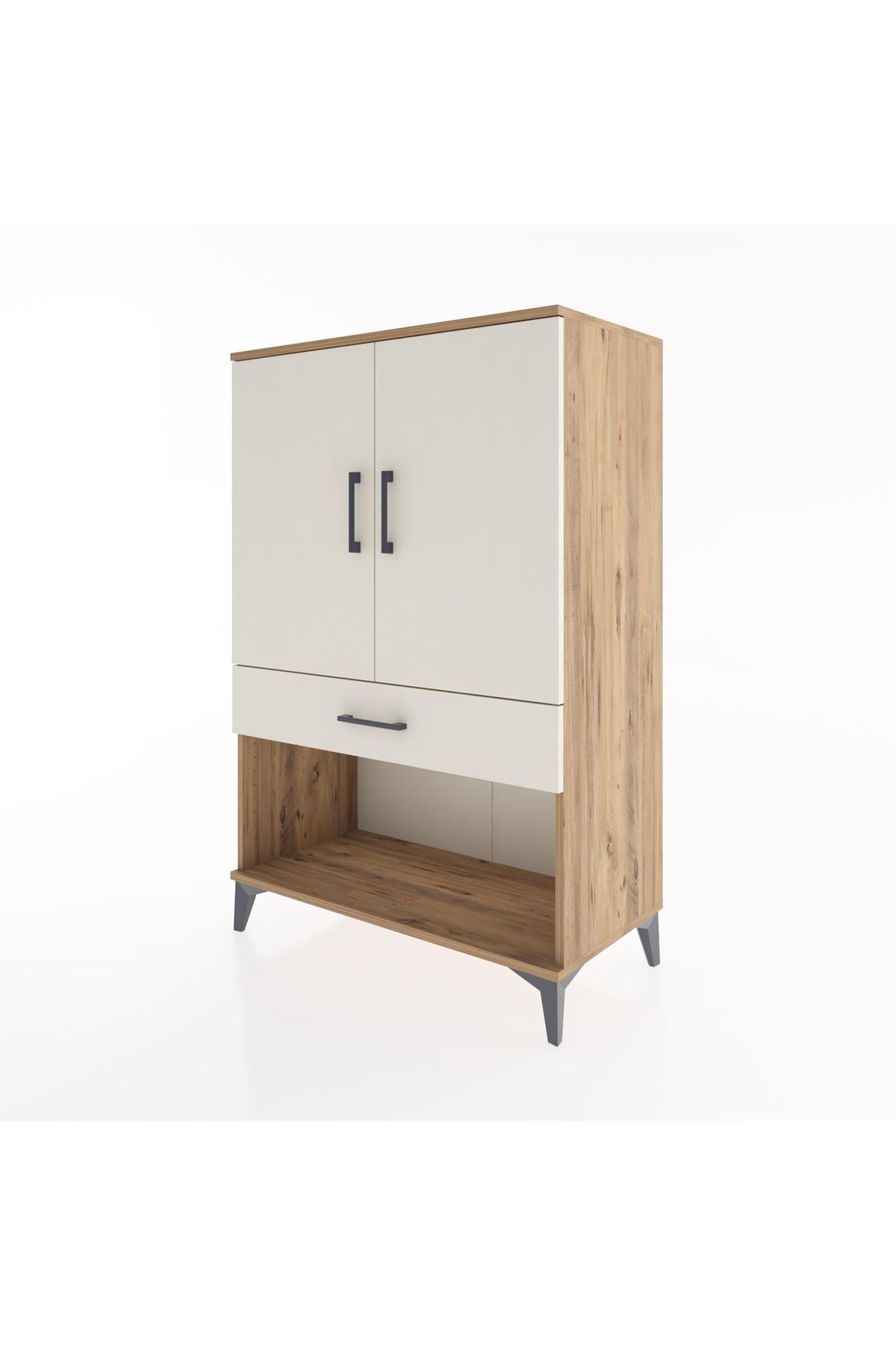 Hyperion Dolap 2 Raflı Tek Çekmeceli 2 Kapaklı 88x44x134 Çam-Aytaşı