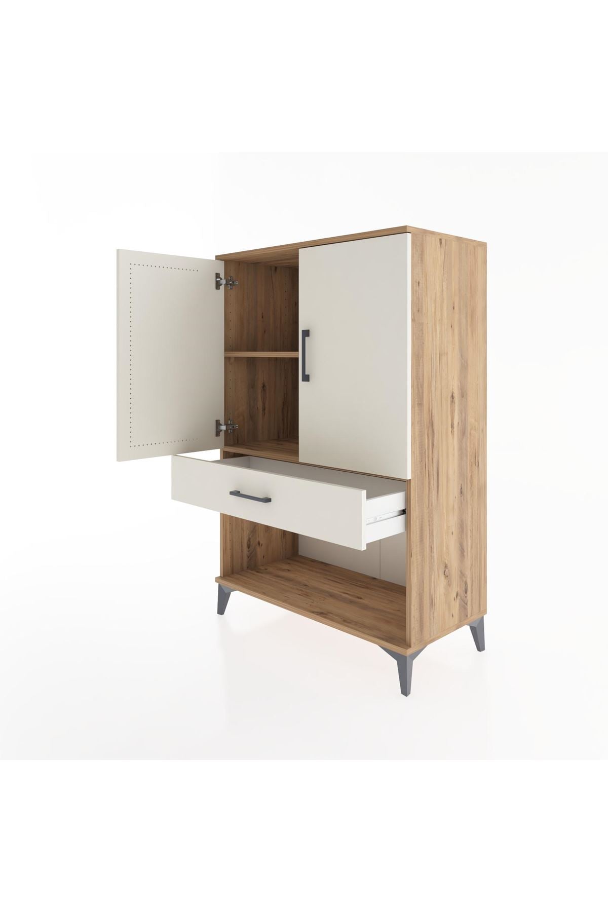 Hyperion Dolap 2 Raflı Tek Çekmeceli 2 Kapaklı 88x44x134 Çam-Aytaşı