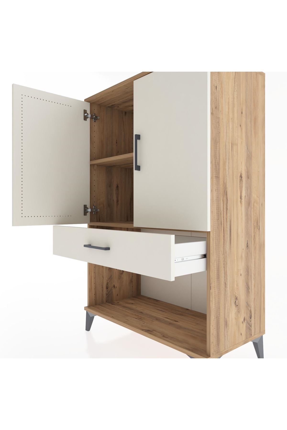 Hyperion Dolap 2 Raflı Tek Çekmeceli 2 Kapaklı 88x44x134 Çam-Aytaşı