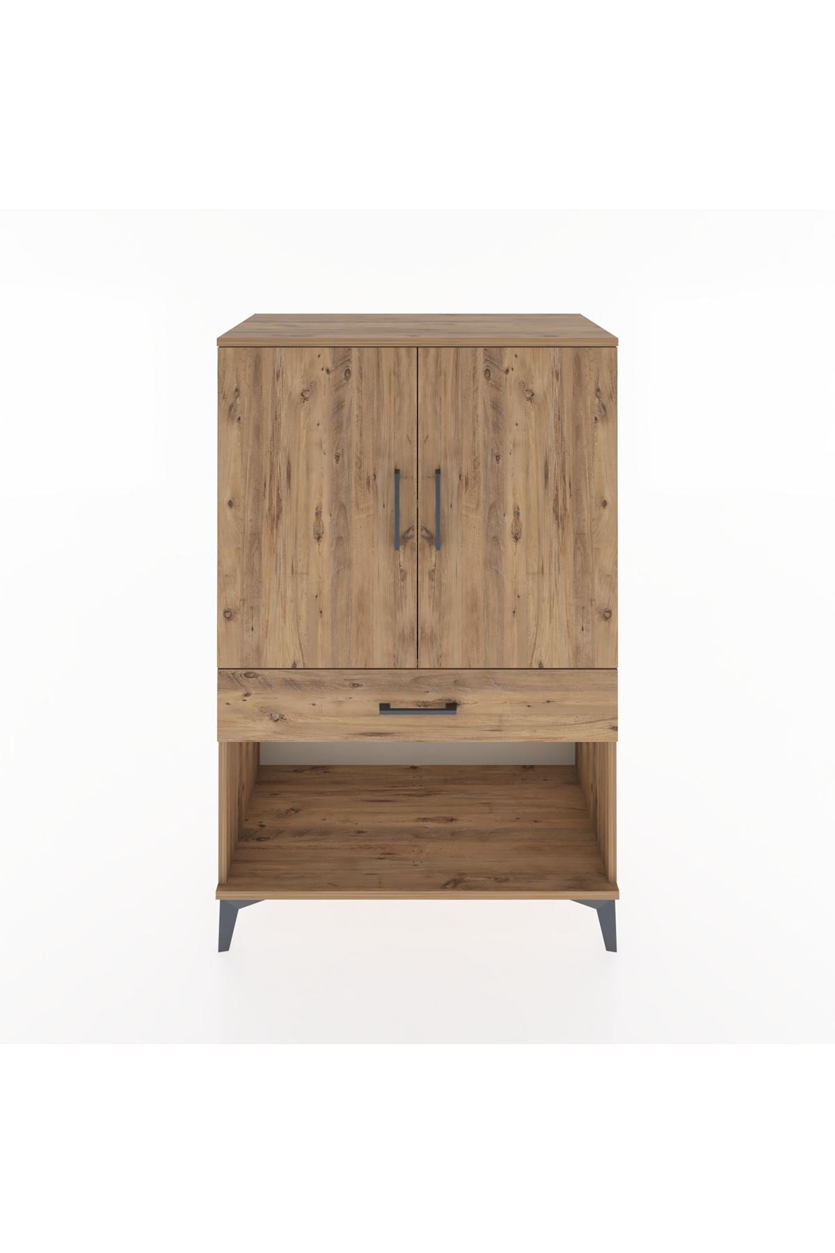 Hyperion Dolap 2 Raflı Tek Çekmeceli 2 Kapaklı 88x44x134 Çam-Çam