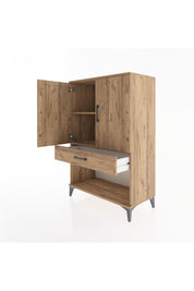 Hyperion Dolap 2 Raflı Tek Çekmeceli 2 Kapaklı 88x44x134 Çam-Çam