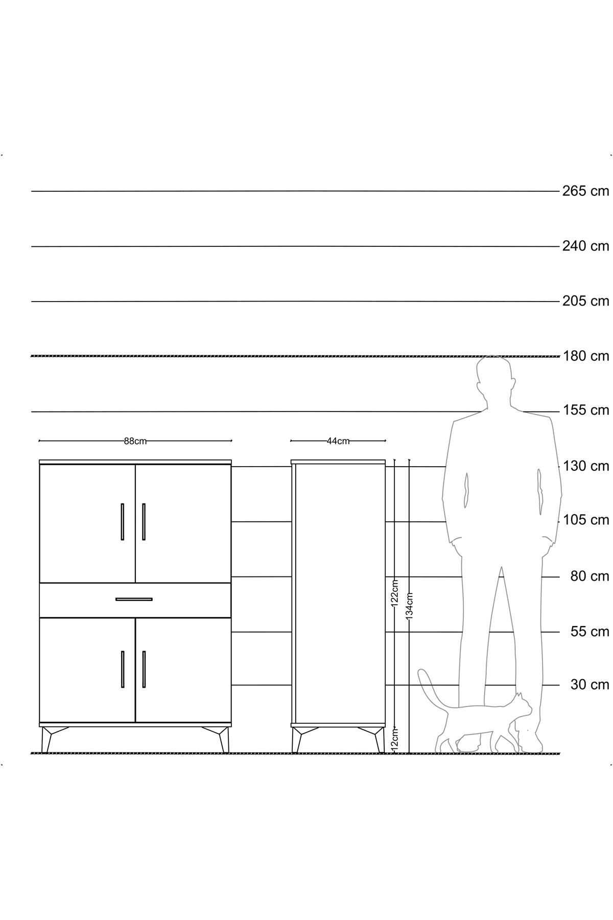Hyperion Dolap 3 Raflı Tek Çekmeceli 4 Kapaklı 88x44x134 Aytaşı-Aytaşı