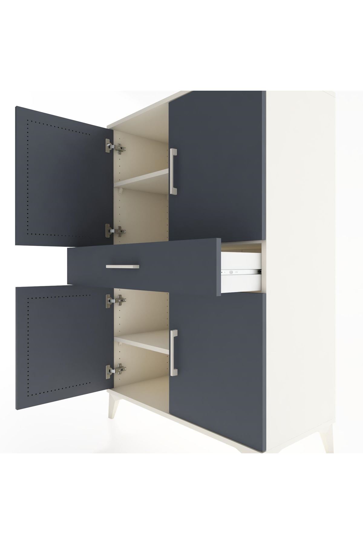 Hyperion Dolap 3 Raflı Tek Çekmeceli 4 Kapaklı 88x44x134 Aytaşı-Antrasit
