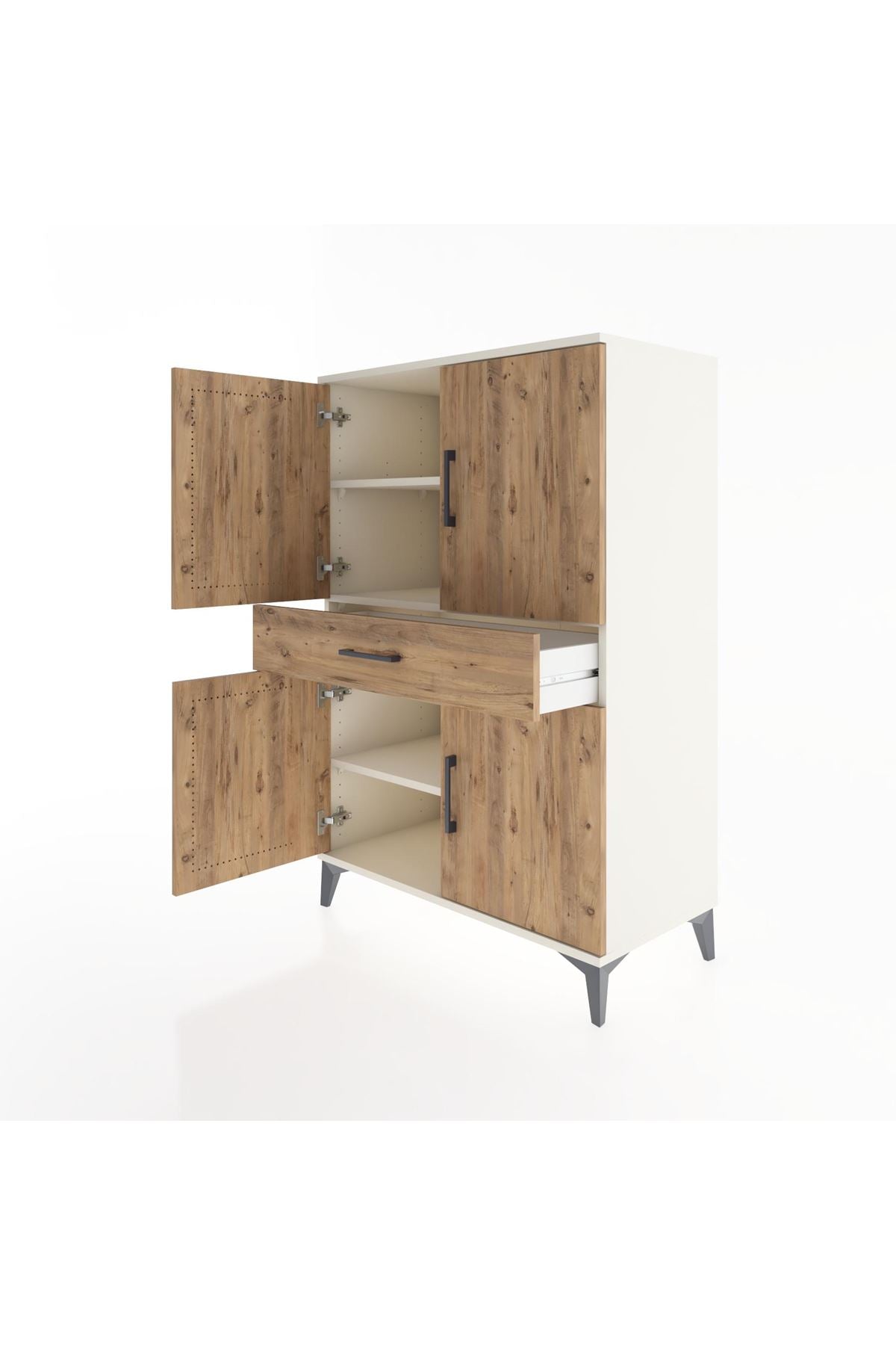 Hyperion Dolap 3 Raflı Tek Çekmeceli 4 Kapaklı 88x44x134 Aytaşı-Çam