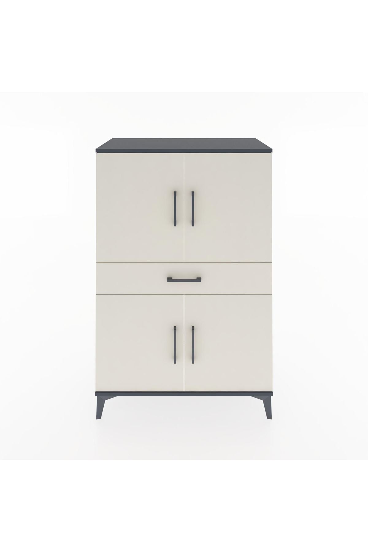 Hyperion Dolap 3 Raflı Tek Çekmeceli 4 Kapaklı 88x44x134 Antrasit-Aytaşı