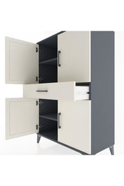 Hyperion Dolap 3 Raflı Tek Çekmeceli 4 Kapaklı 88x44x134 Antrasit-Aytaşı