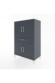 Hyperion Dolap 3 Raflı Tek Çekmeceli 4 Kapaklı 88x44x134 Antrasit-Antrasit