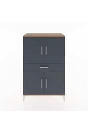 Hyperion Dolap 3 Raflı Tek Çekmeceli 4 Kapaklı 88x44x134 Çam-Antrasit