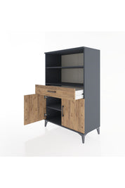 Hyperion Dolap 3 Raflı Tek Çekmeceli 2 Kapaklı 88x44x134 Antrasit-Çam