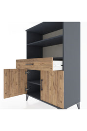 Hyperion Dolap 3 Raflı Tek Çekmeceli 2 Kapaklı 88x44x134 Antrasit-Çam
