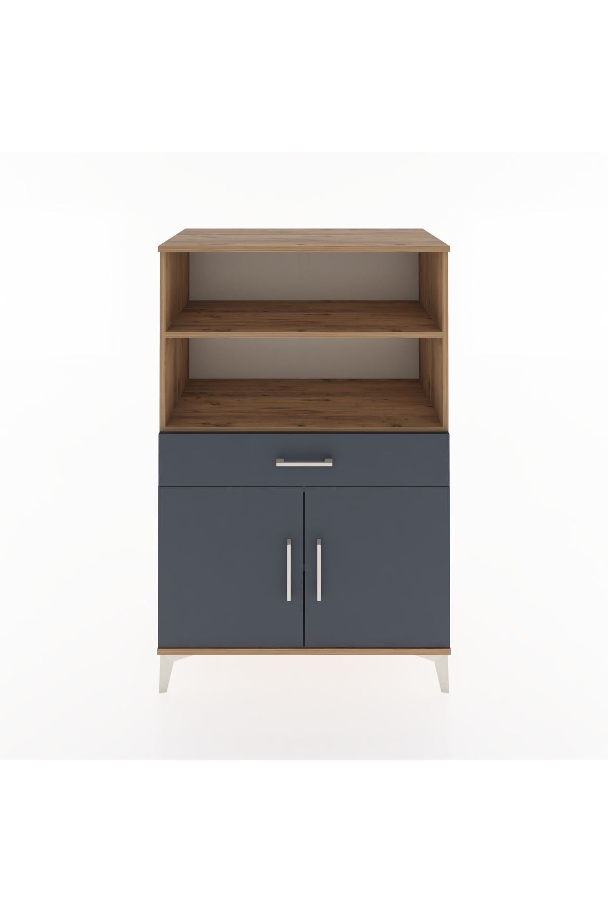 Hyperion Dolap 3 Raflı Tek Çekmeceli 2 Kapaklı 88x44x134 Çam-Antrasit