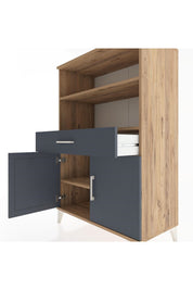 Hyperion Dolap 3 Raflı Tek Çekmeceli 2 Kapaklı 88x44x134 Çam-Antrasit