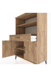 Hyperion Dolap 3 Raflı Tek Çekmeceli 2 Kapaklı 88x44x134 Çam-Çam