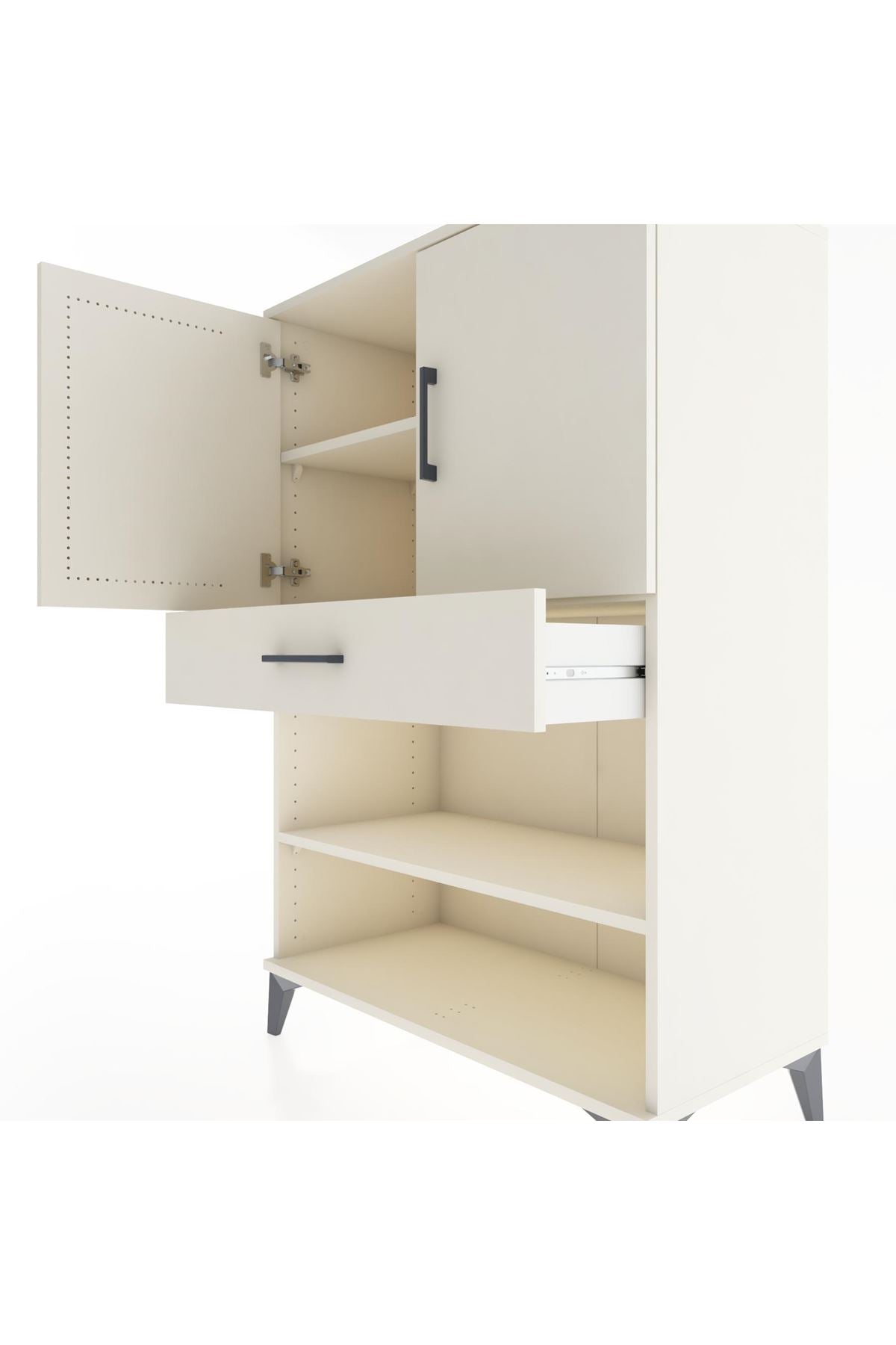 Hyperion Dolap 3 Raflı Tek Çekmeceli 2 Kapaklı 88x44x134 Aytaşı-Aytaşı