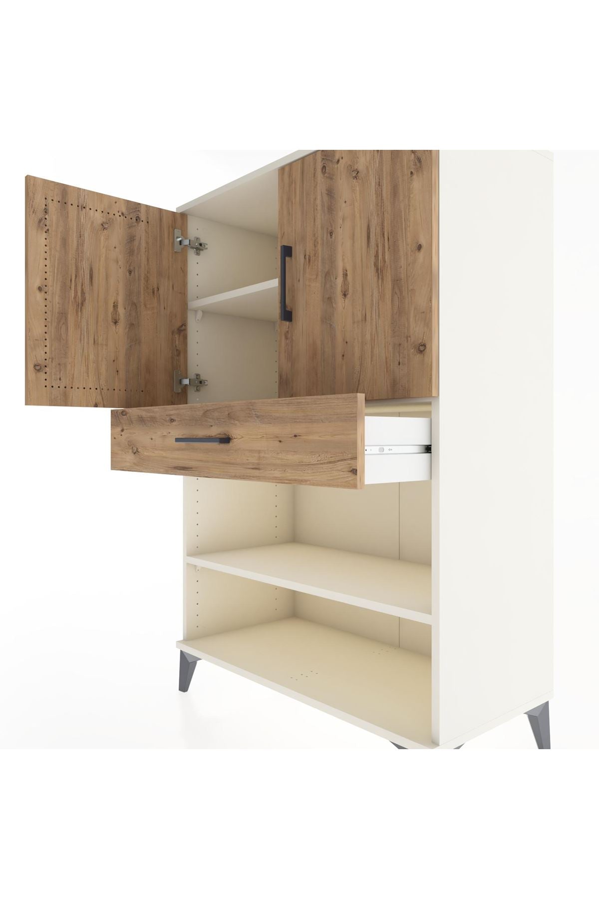 Hyperion Dolap 3 Raflı Tek Çekmeceli 2 Kapaklı 88x44x134 Aytaşı-Çam