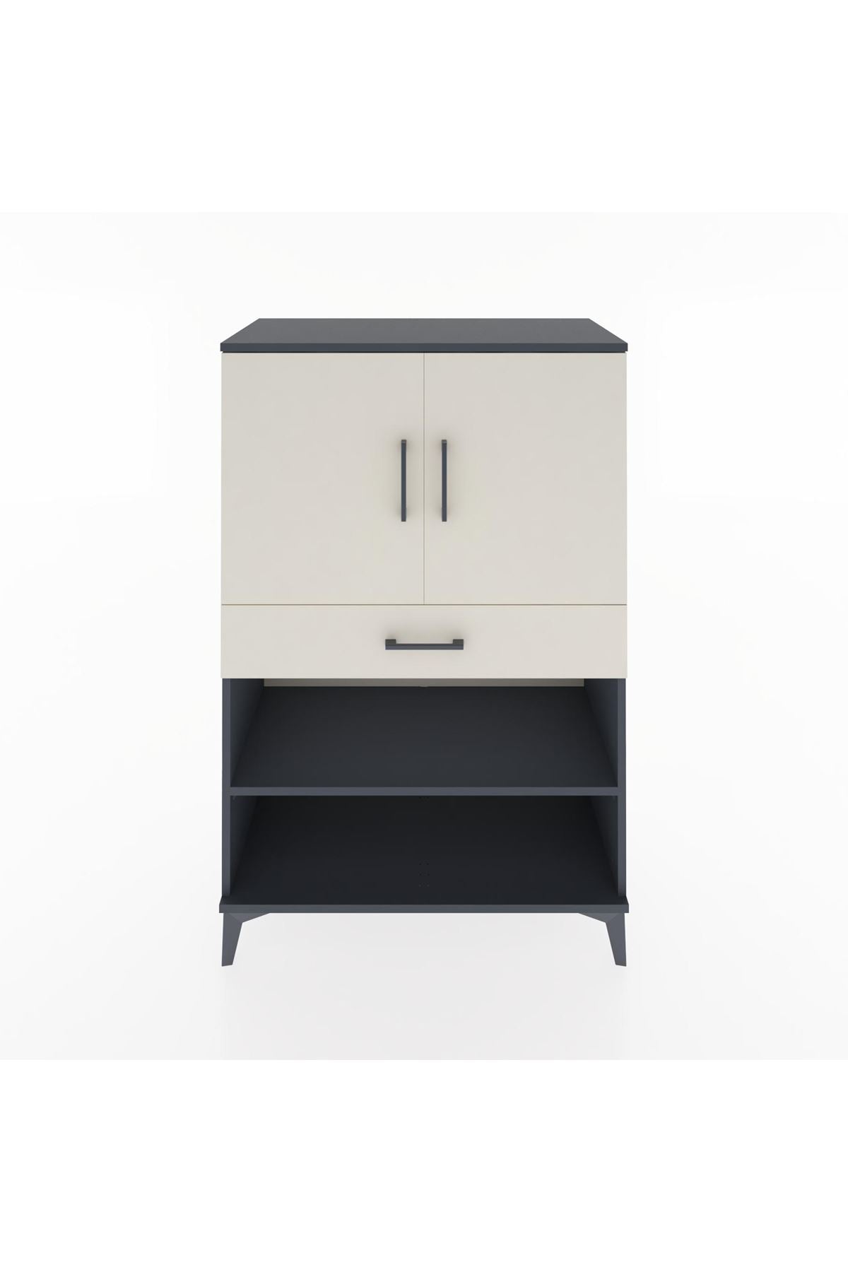 Hyperion Dolap 3 Raflı Tek Çekmeceli 2 Kapaklı 88x44x134 Antrasit-Aytaşı