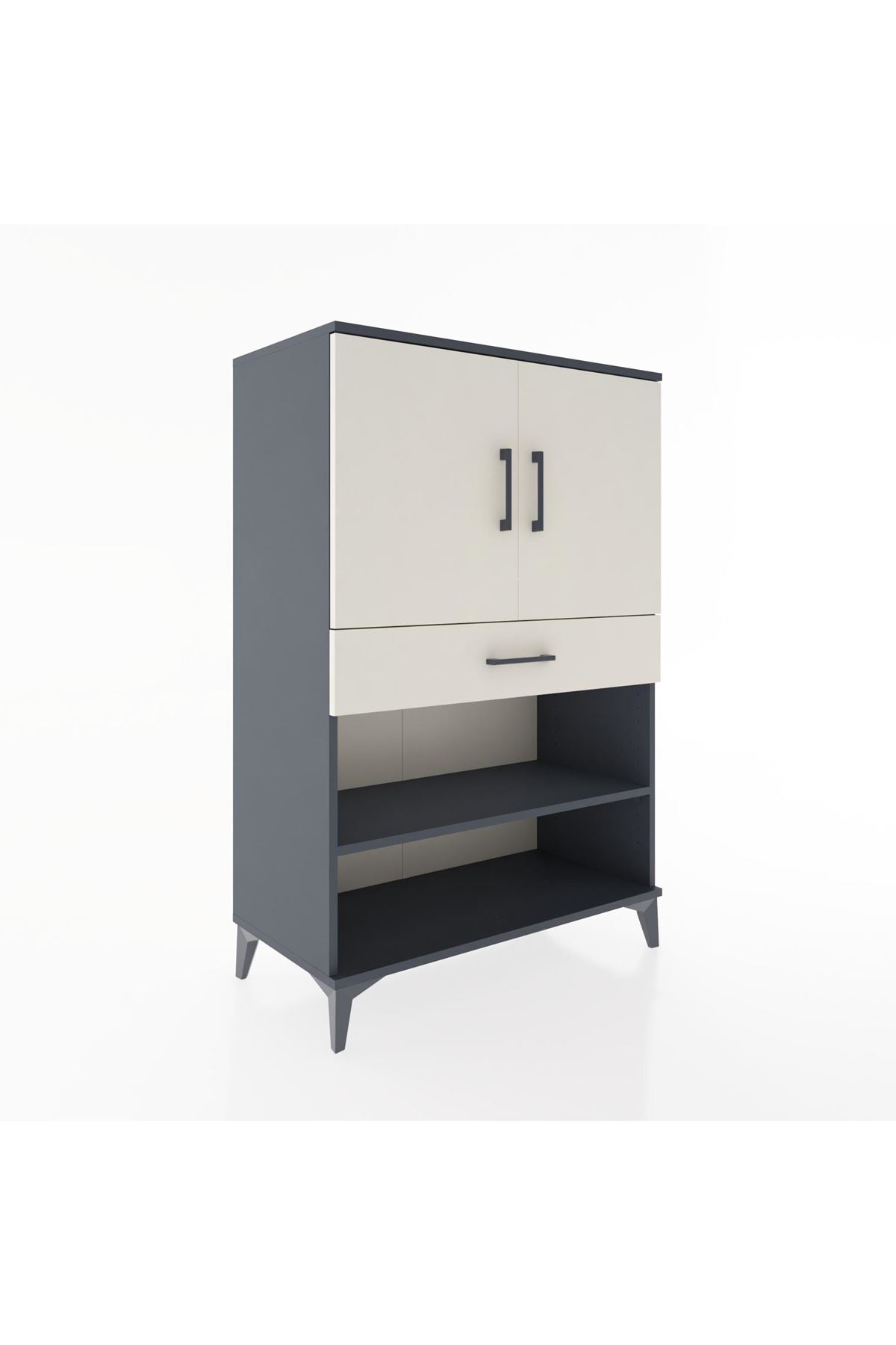 Hyperion Dolap 3 Raflı Tek Çekmeceli 2 Kapaklı 88x44x134 Antrasit-Aytaşı