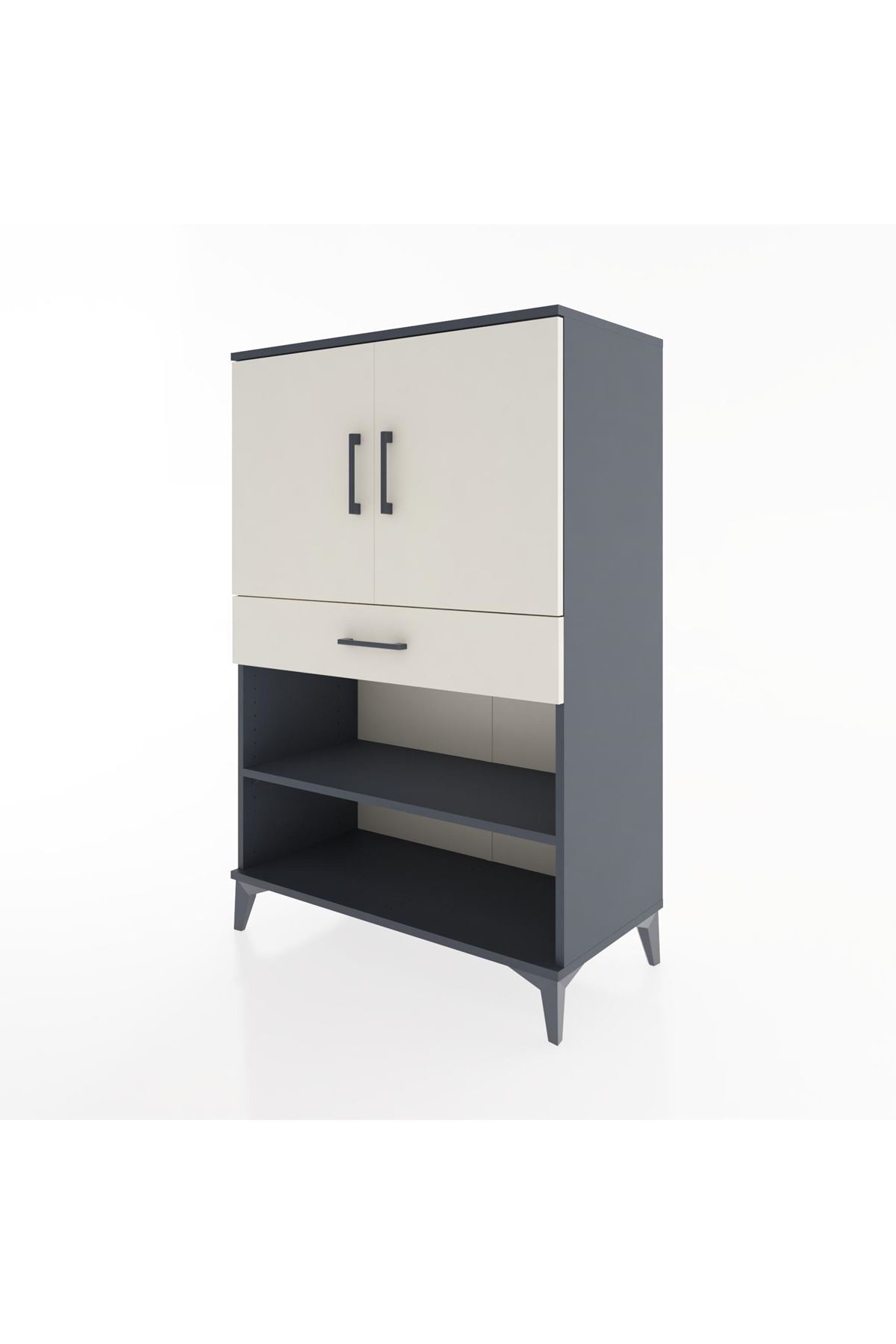 Hyperion Dolap 3 Raflı Tek Çekmeceli 2 Kapaklı 88x44x134 Antrasit-Aytaşı