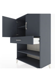 Hyperion Dolap 3 Raflı Tek Çekmeceli 2 Kapaklı 88x44x134 Antrasit-Antrasit