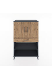 Hyperion Dolap 3 Raflı Tek Çekmeceli 2 Kapaklı 88x44x134 Antrasit-Çam