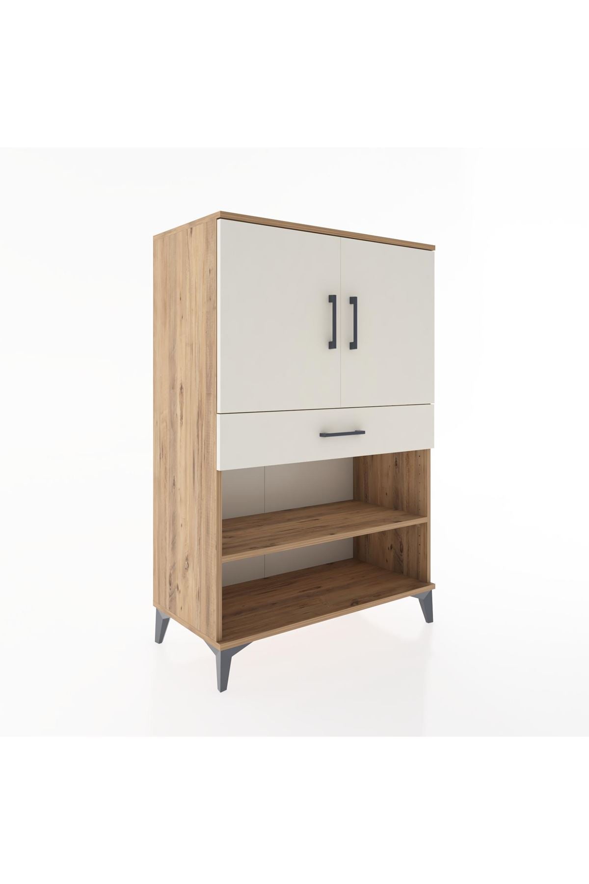 Hyperion Dolap 3 Raflı Tek Çekmeceli 2 Kapaklı 88x44x134 Çam-Aytaşı