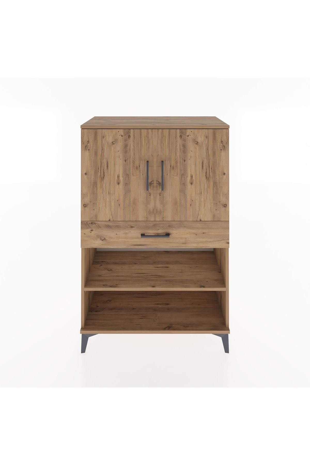 Hyperion Dolap 3 Raflı Tek Çekmeceli 2 Kapaklı 88x44x134 Çam-Çam