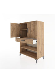 Hyperion Dolap 3 Raflı Tek Çekmeceli 2 Kapaklı 88x44x134 Çam-Çam