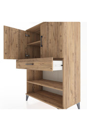 Hyperion Dolap 3 Raflı Tek Çekmeceli 2 Kapaklı 88x44x134 Çam-Çam