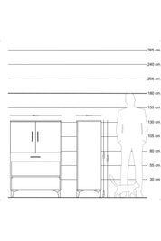 Hyperion Dolap 3 Raflı Tek Çekmeceli 2 Kapaklı 88x44x134 Çam-Çam