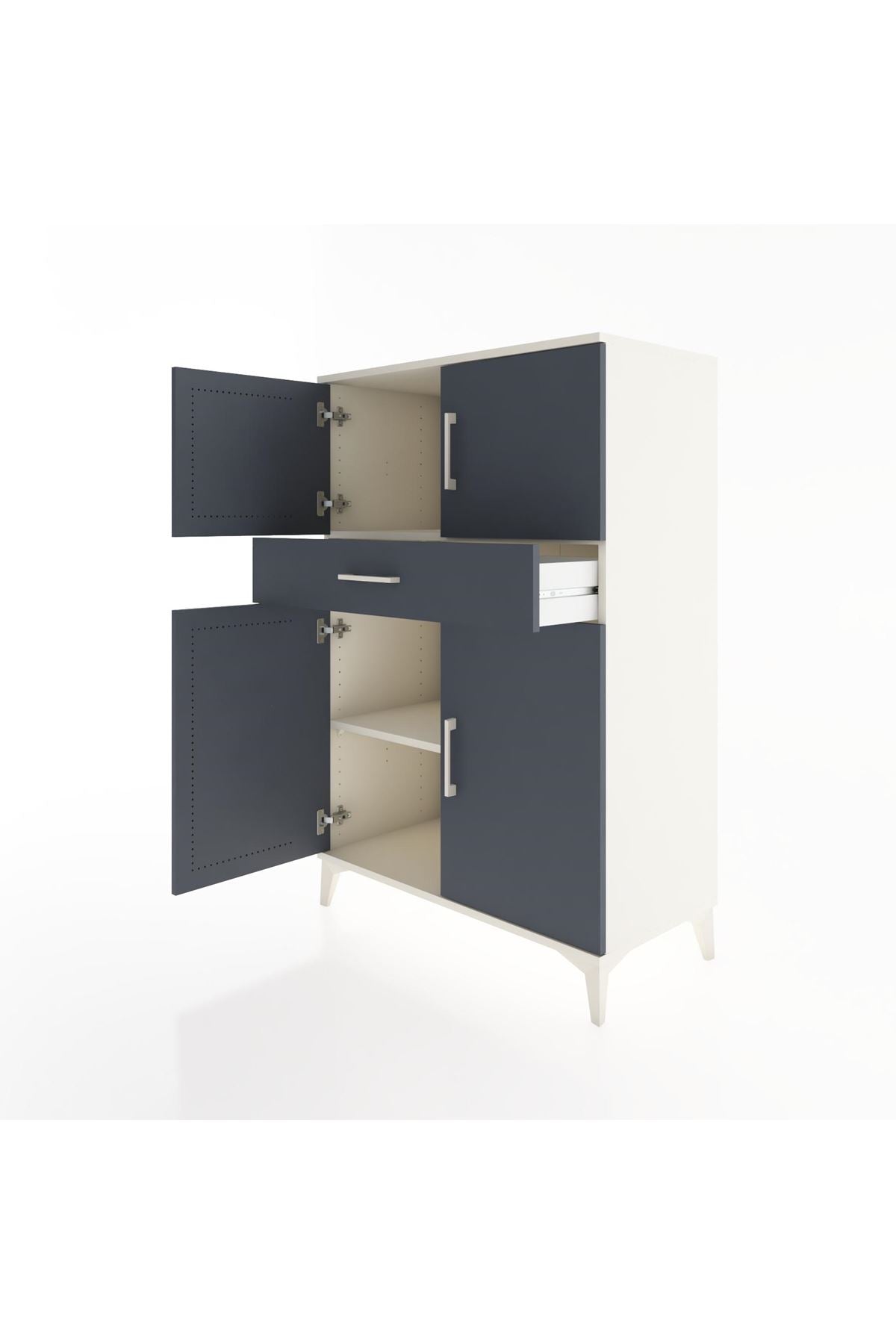 Hyperion Dolap 2 Raflı Tek Çekmeceli 4 Kapaklı 88x44x134 Aytaşı-Antrasit