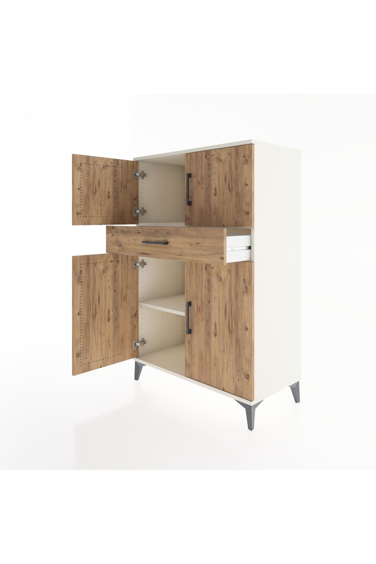 Hyperion Dolap 2 Raflı Tek Çekmeceli 4 Kapaklı 88x44x134 Aytaşı-Çam