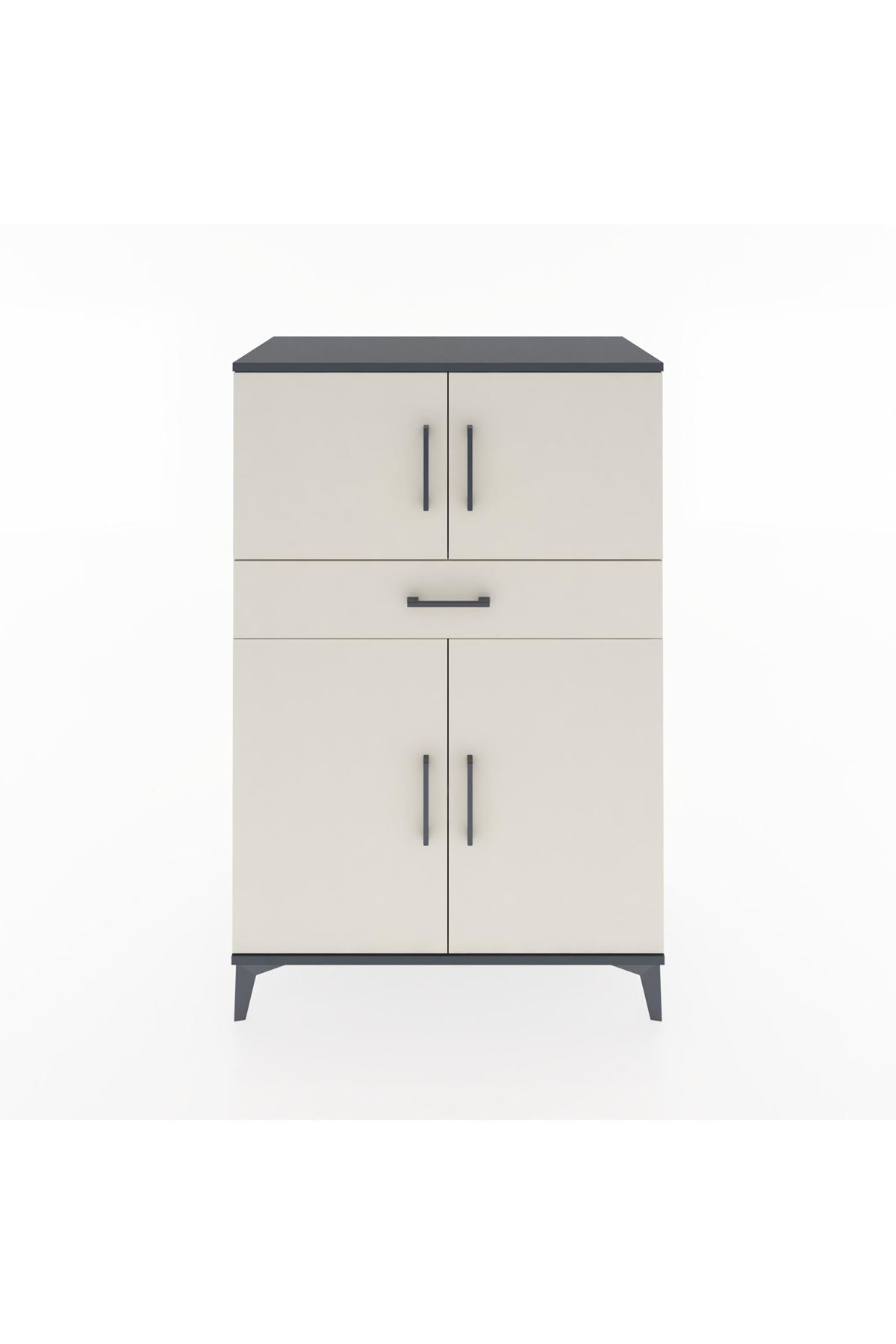 Hyperion Dolap 2 Raflı Tek Çekmeceli 4 Kapaklı 88x44x134 Antrasit-Aytaşı