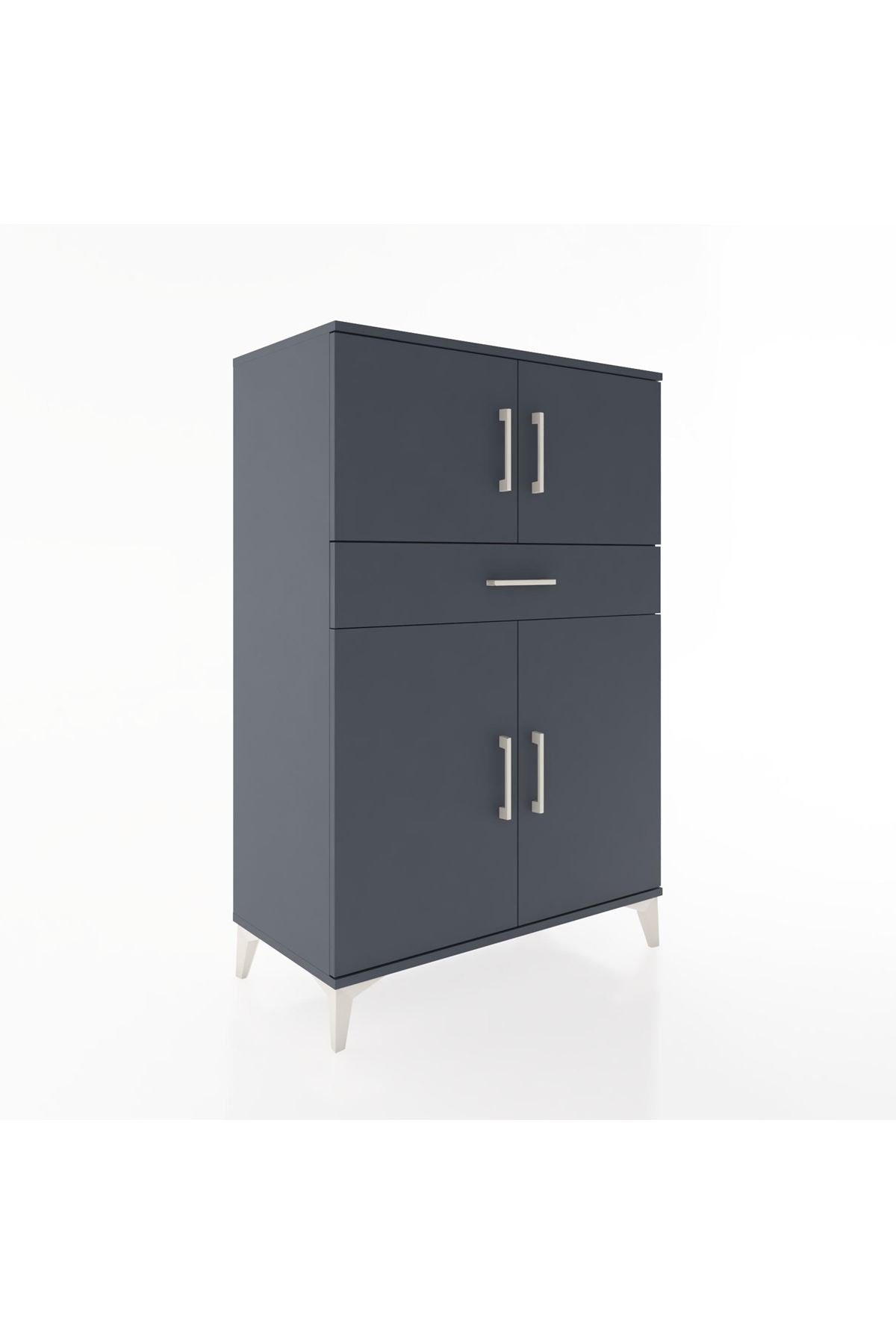 Hyperion Dolap 2 Raflı Tek Çekmeceli 4 Kapaklı 88x44x134 Antrasit-Antrasit