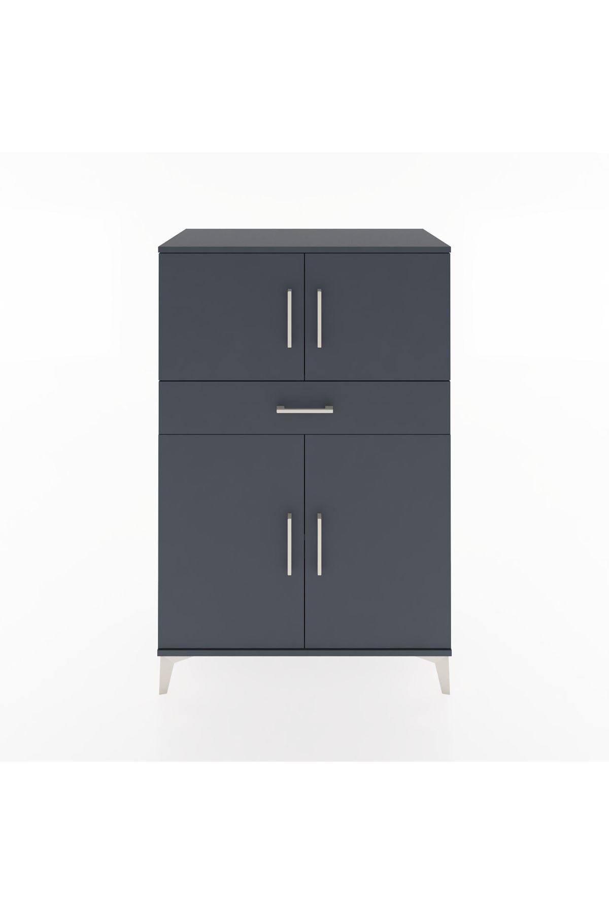 Hyperion Dolap 2 Raflı Tek Çekmeceli 4 Kapaklı 88x44x134 Antrasit-Antrasit