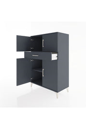 Hyperion Dolap 2 Raflı Tek Çekmeceli 4 Kapaklı 88x44x134 Antrasit-Antrasit