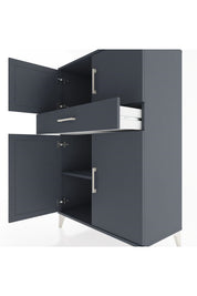 Hyperion Dolap 2 Raflı Tek Çekmeceli 4 Kapaklı 88x44x134 Antrasit-Antrasit