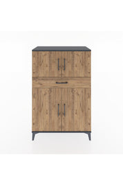 Hyperion Dolap 2 Raflı Tek Çekmeceli 4 Kapaklı 88x44x134 Antrasit-Çam