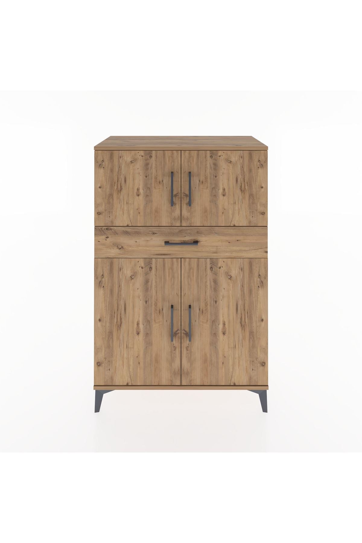 Hyperion Dolap 2 Raflı Tek Çekmeceli 4 Kapaklı 88x44x134 Çam-Çam