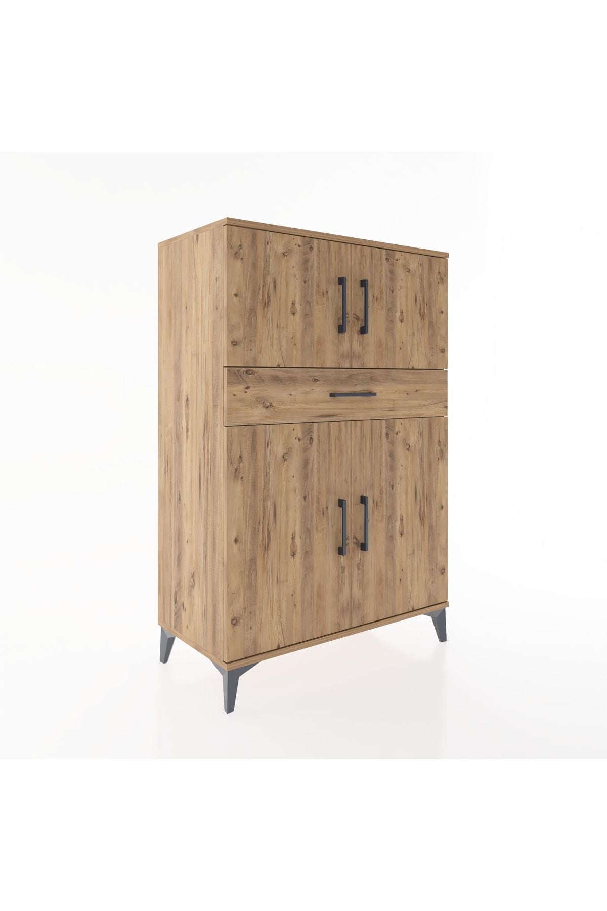 Hyperion Dolap 2 Raflı Tek Çekmeceli 4 Kapaklı 88x44x134 Çam-Çam