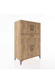Hyperion Dolap 2 Raflı Tek Çekmeceli 4 Kapaklı 88x44x134 Çam-Çam