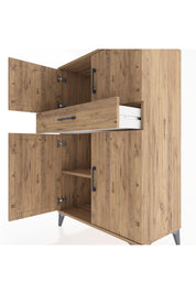 Hyperion Dolap 2 Raflı Tek Çekmeceli 4 Kapaklı 88x44x134 Çam-Çam